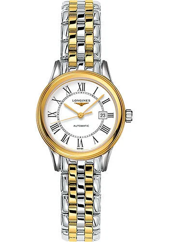 Longines Flagship Watch - 30 mm Steel And Yellow PVD Case - White Roman Dial - Bracelet - L4.374.3.21.7