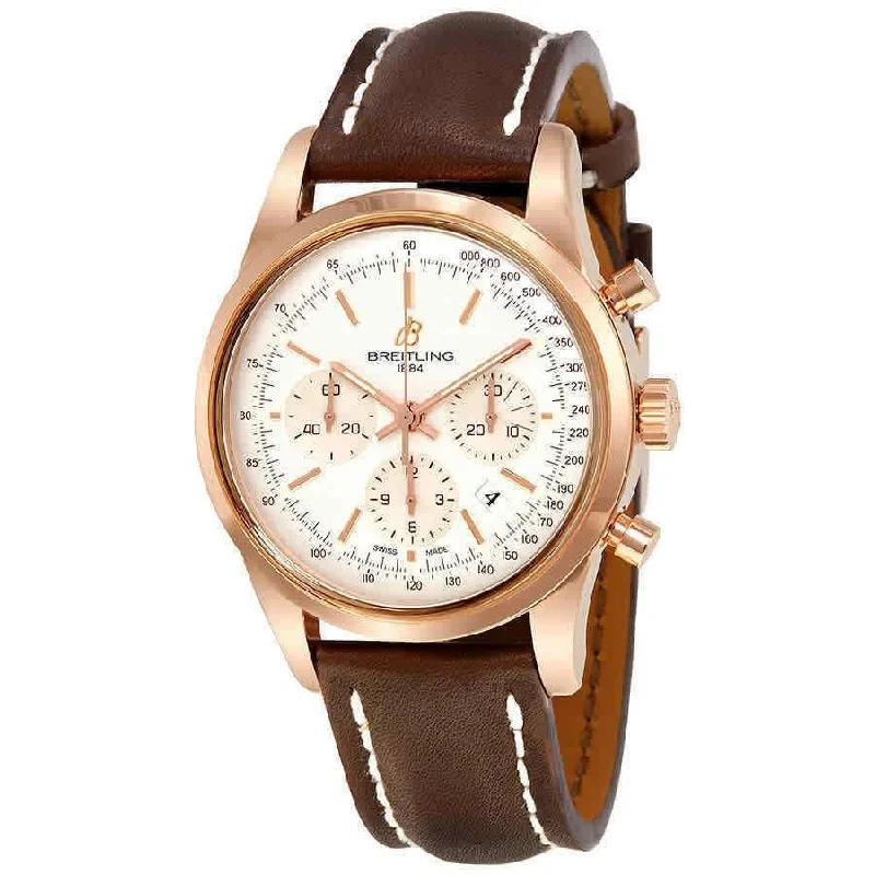 Breitling Men's RB015212-G738-437X Transocean Chronograph Chronograph Brown Leather Watch