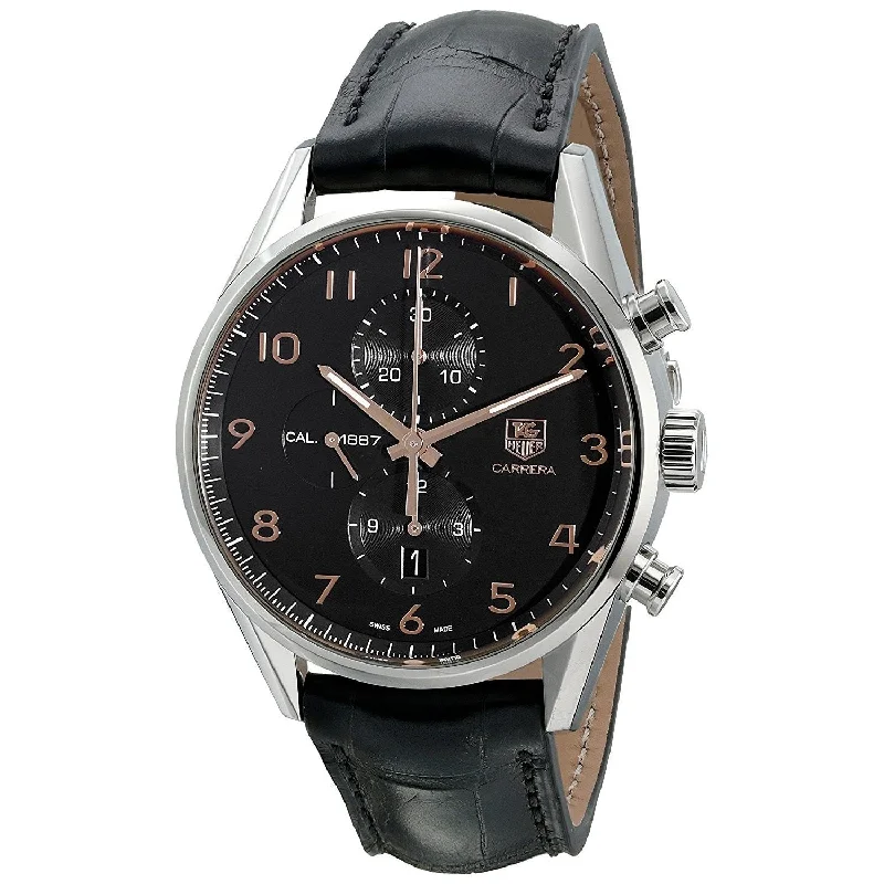 Tag Heuer Men's CAR2014.FC6235 Carrera Calibre 1887 Chronograph Automatic Black Leather Watch