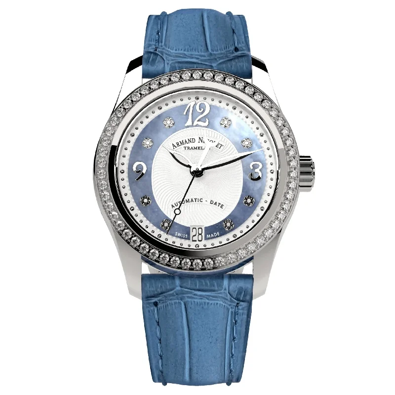 Armand Nicolet Ladies Watch M03-3 Blue Leather Diamond A151FAA-AK-P882LV8