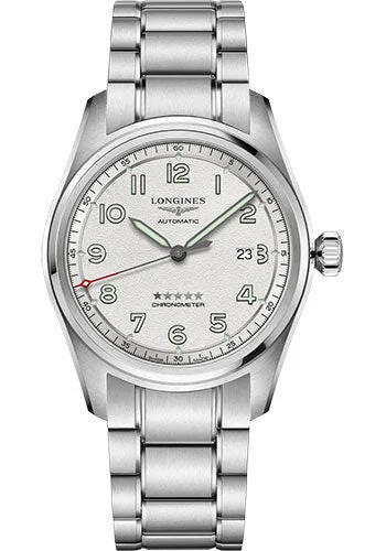 Longines Spirit Automatic Watch - 42 mm Steel Case - Silver Arabic Dial - Bracelet - L3.811.4.73.6