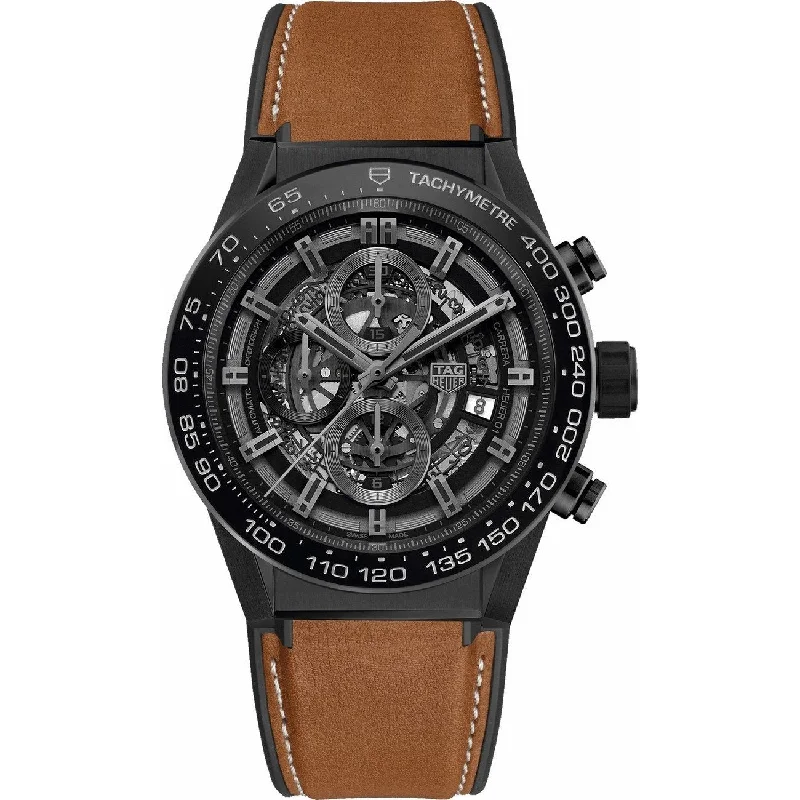 Tag Heuer Men's CAR2A91.FT6121 Carrera Chronograph Automatic Brown Leather Watch