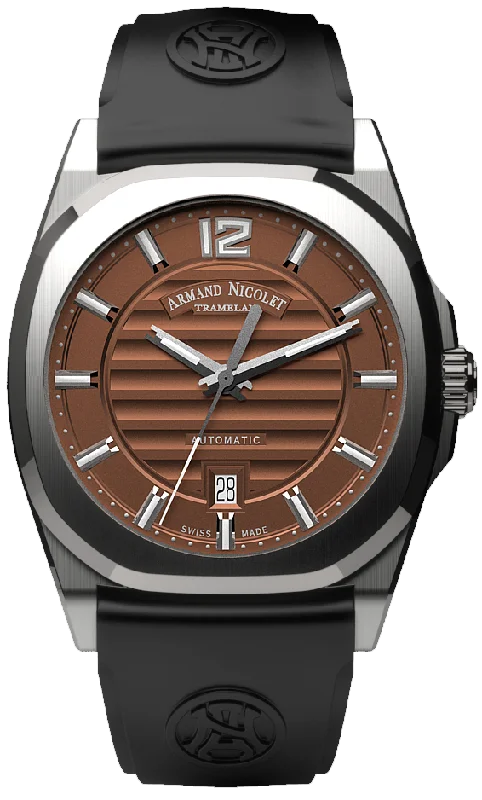 Armand Nicolet Men's Watch J09 Date 41mm Brown A660AAA-MR-GG4710N