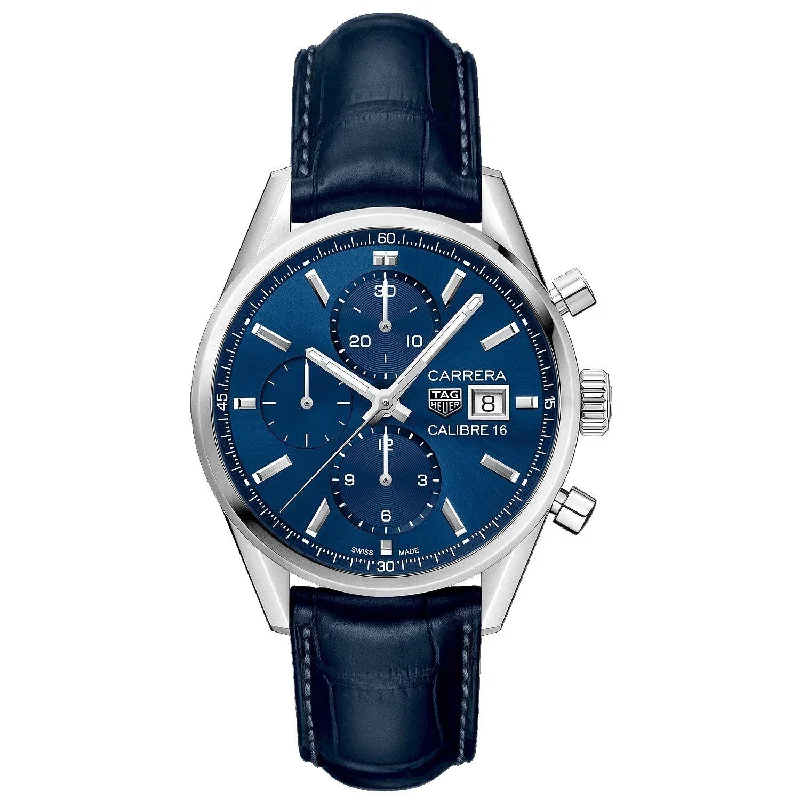 Tag Heuer Men's CBK2112.FC6292 Carrera Chronograph Blue Leather Watch