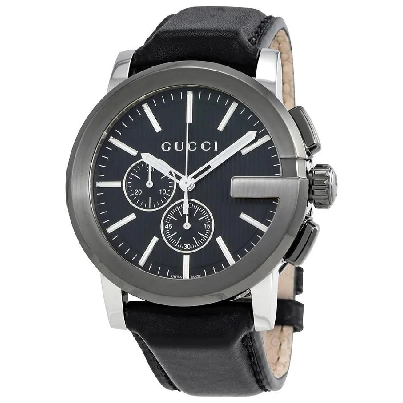 Gucci Men's YA101205 G-Chrono Chronograph Black Leather Watch