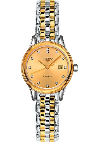 Longines Flagship Automatic Watch - 30 mm Steel And Yellow PVD Case - Gilt Diamond Dial - Bracelet - L4.374.3.37.7