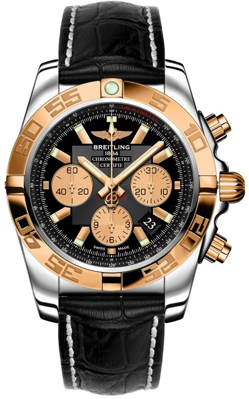 Breitling Chronomat 44 Black Dial Solid 18k Rose Gold & Steel