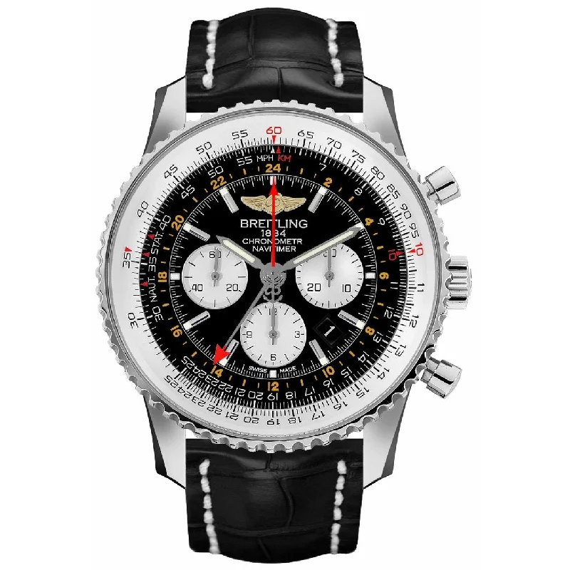 Breitling Men's AB044121-BD24-761P Navitimer Chronograph Black Leather Watch