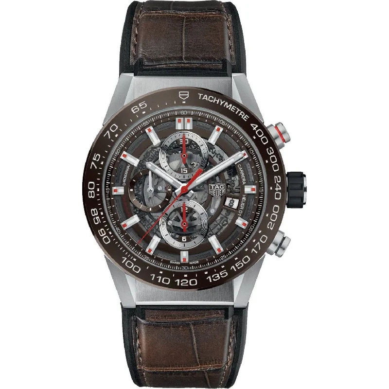 Tag Heuer Men's CAR201U.FC6405 Carrera Chronograph Brown Leather Watch