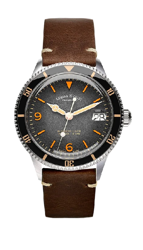 Armand Nicolet Men's Watch VS1 Date 38mm Black Brown A500AVAA-VS-BP19500MAC