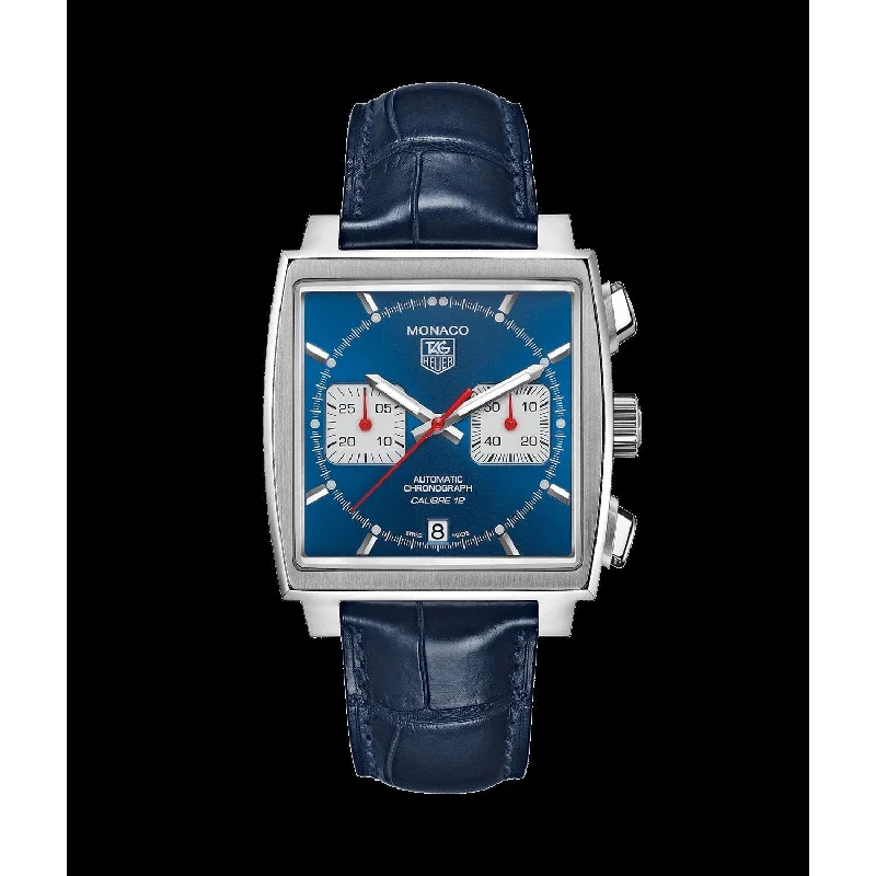 Tag Heuer Men's CAW2111.FT6021 Monaco Chronograph Blue Leather Watch