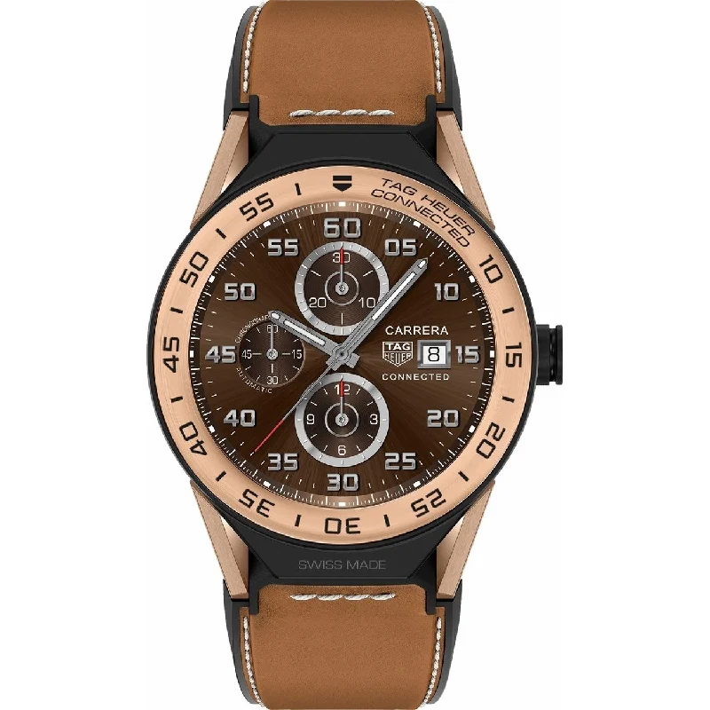 Tag Heuer Men's SBF8A5000.32FT6110 Connected Modular 45 Chronograph Brown Leather Watch