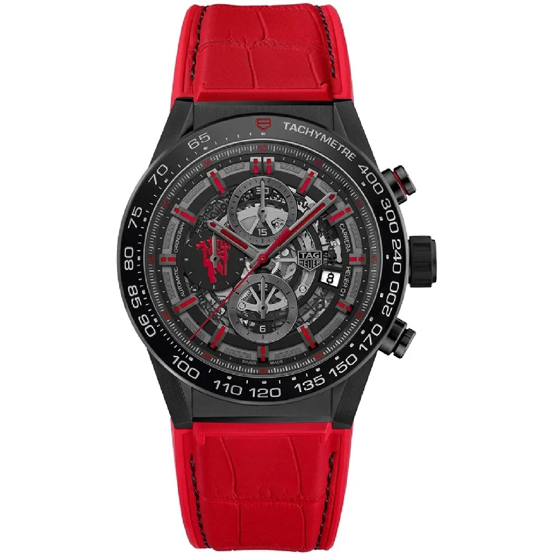 Tag Heuer Men's CAR2A1J.FC6416 Carrera Chronograph Red Leather Watch