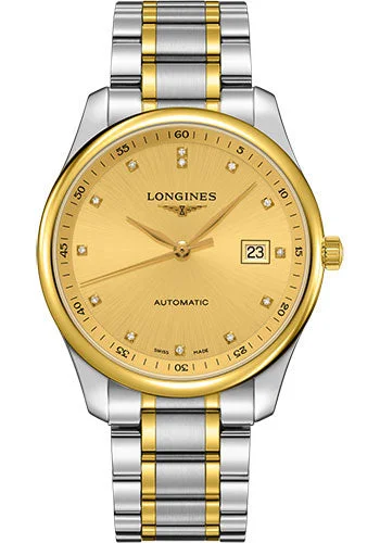 Longines Master Collection Watch - 42 mm Steel And Yellow Gold Cap 200 Case - Gilt Diamond Dial - Bracelet - L2.893.5.37.7