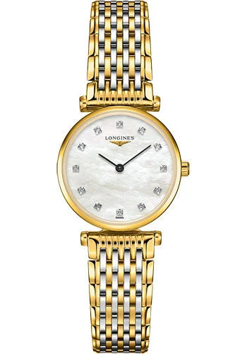 Longines La Grande Classique de Longines Quartz Watch - 24 mm Yellow PVD Case - White Mother-Of-Pearl Diamond Dial - Steel And Yellow PVD Bracelet - L4.209.2.87.7