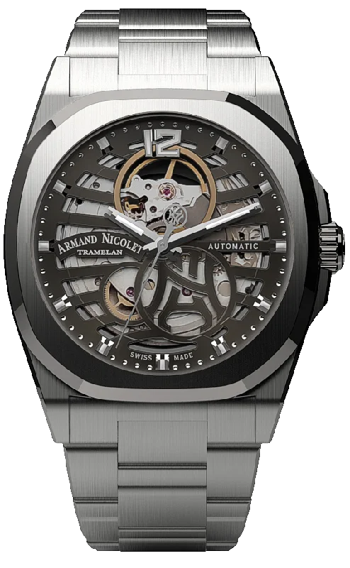 Armand Nicolet Men's Watch J09 Skeleton 41mm Grey A660RAA-GR-MA4660AA