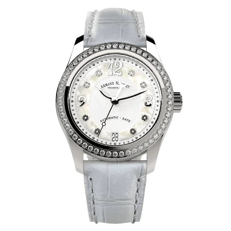 Armand Nicolet Ladies Watch M03-3 White Leather Diamond A151FAA-AN-P882BC8