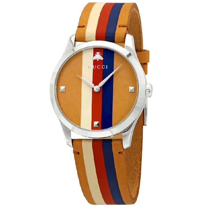 Gucci Men's YA1264078 G-Timeless Multicolor Leather Watch