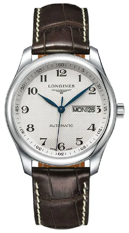 Longines Master Collection Automatic Stainless Steel Silver Dial Brown Leather Strap Day/Date Mens Watch L2.755.4.78.3