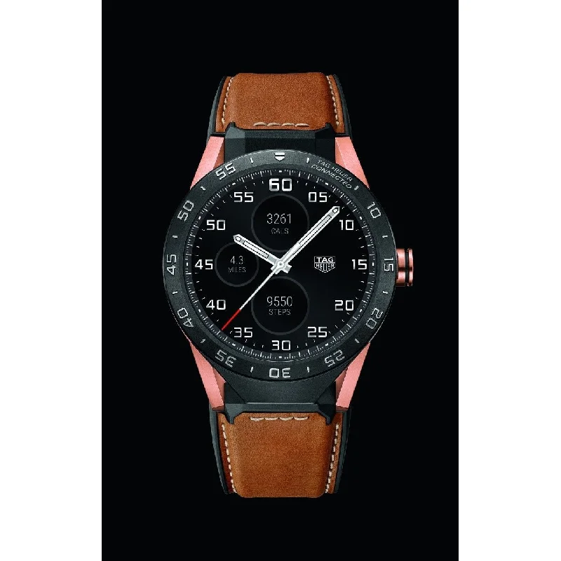 Tag Heuer Men's SAR8A50.FT6070 Connected Chronograph Brown Leather Watch