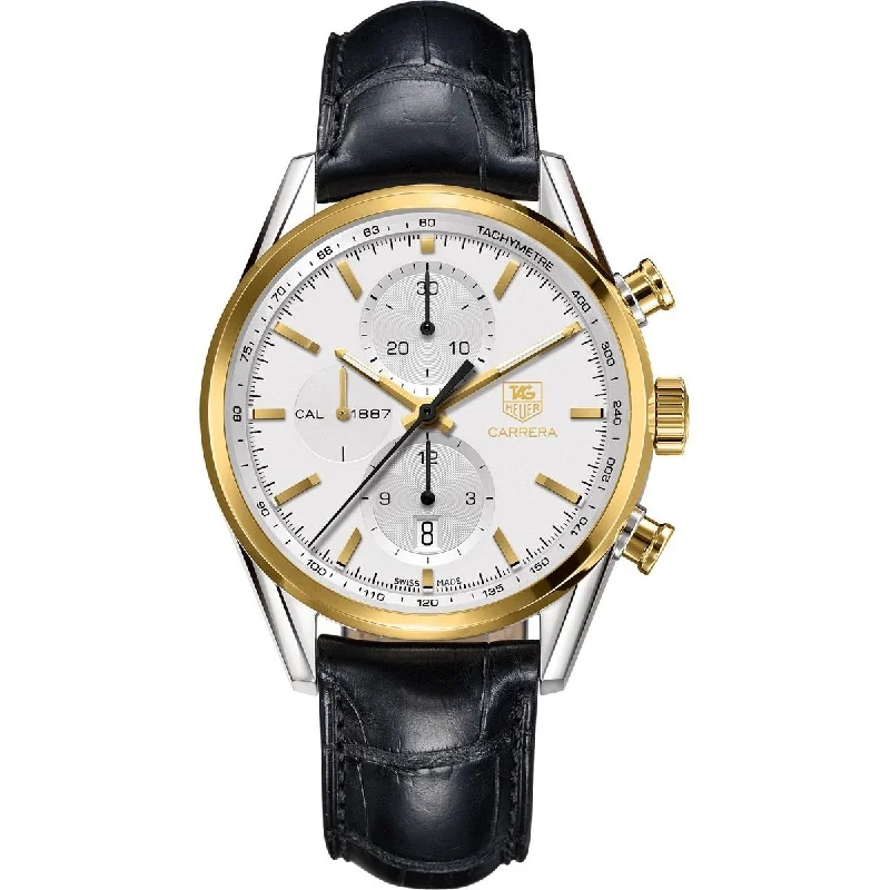 Tag Heuer Men's CAR2150.FC6266 Carrera 18kt Yellow Gold Chronograph Automatic Black Leather Watch