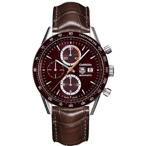 Tag Heuer Men's CV2013.FC6291 Carrera Chronograph Brown Leather Watch