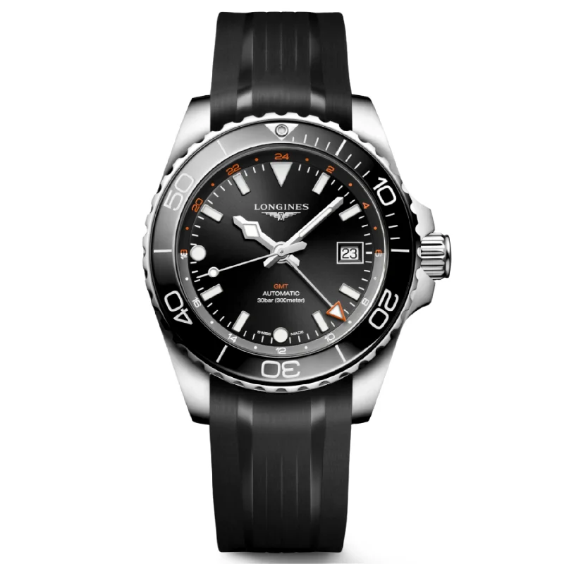 Longines Hydroconquest Gmt Sunray Black Dial Men 41mm