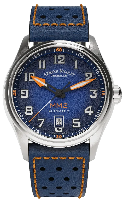 Armand Nicolet Men's Watch MM2 Date 41mm Blue A740P-BN-BP22641BAO