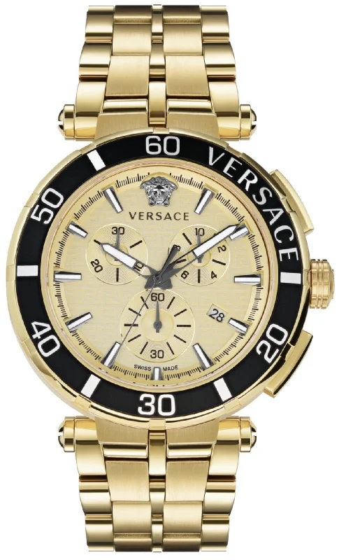 Versace Men's Watch 45mm Greca Chronograph Gold VE3L00622