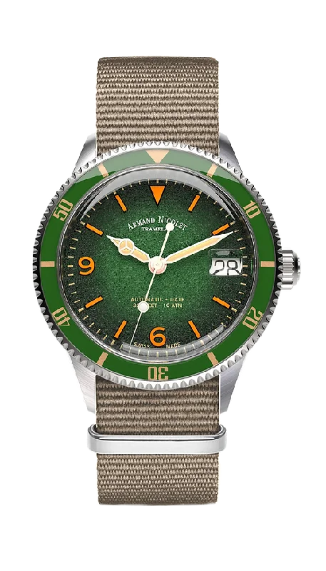 Armand Nicolet Men's Watch VS1 Date 38mm Green Grey A500AVAA-VS-BN19500AAGG