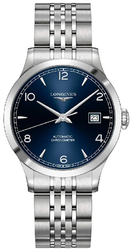 Longines Record Automatic COSC Stainless Steel Blue Dial Date Mens Watch L2.820.4.96.6