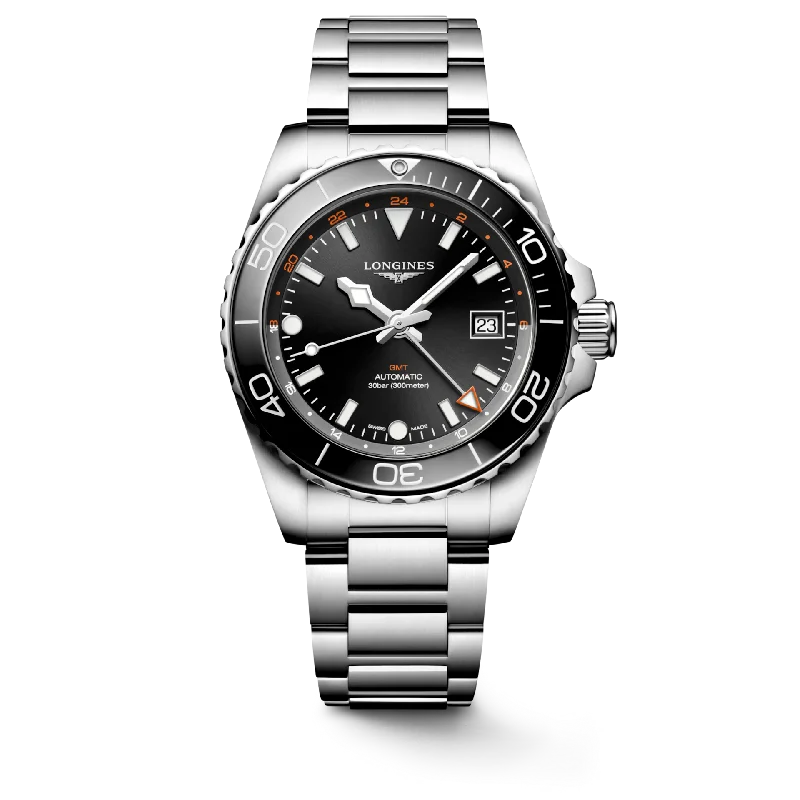 Longines Hydroconquest Gmt Sunray Black Dial Men 41mm