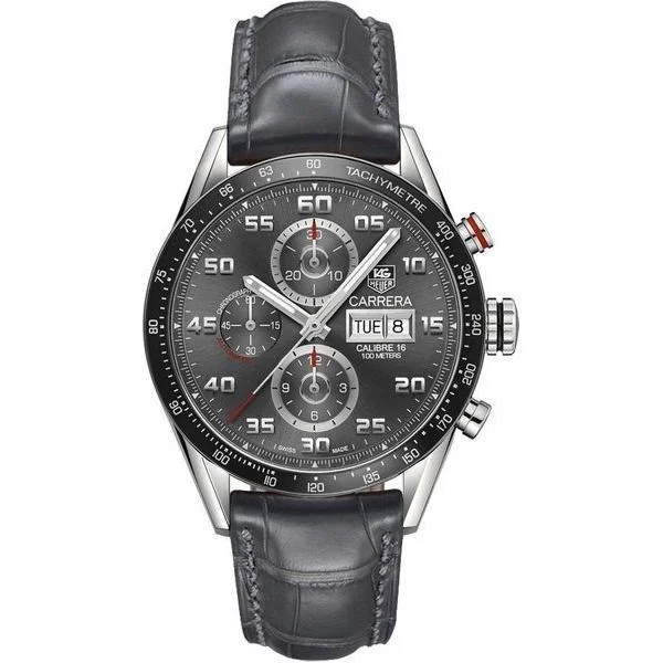 Tag Heuer Men's CV2A1U.FC6313 Carrera Chronograph Grey Leather Watch