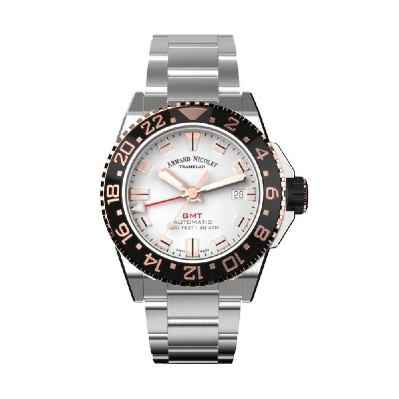 Armand Nicolet JS9-41 GMT Silver Stainless Steel