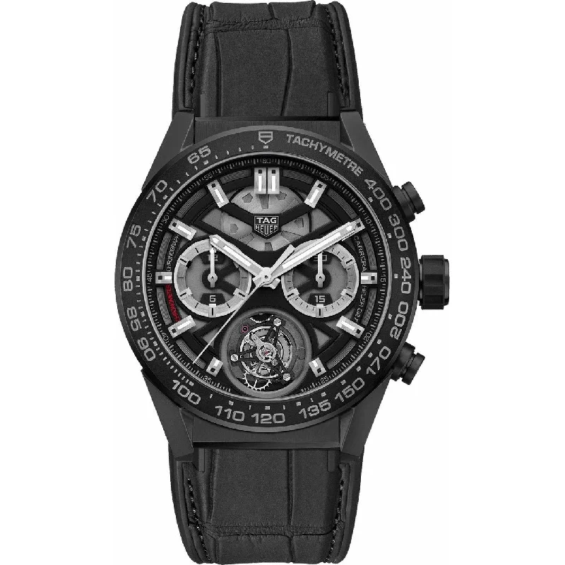 Tag Heuer Men's CAR5A90.FC6415 Carrera Chronograph Black Leather Watch