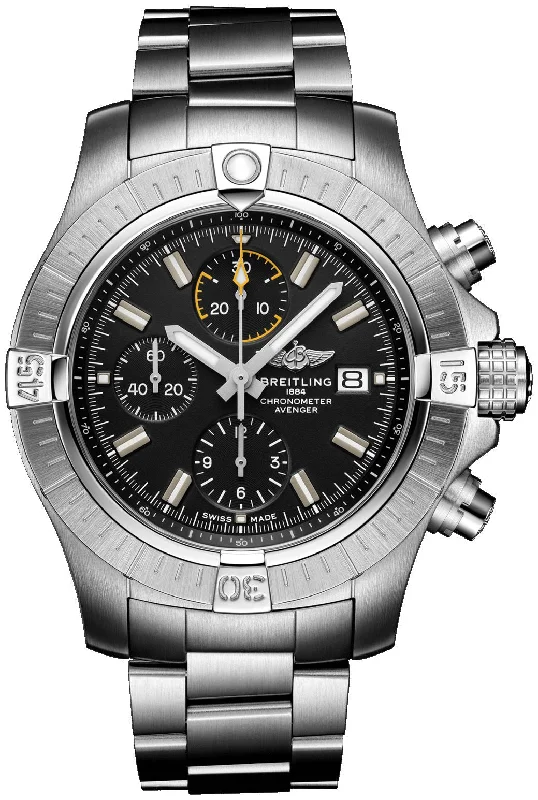 Breitling Avenger Automatic Chronograph Stainless Steel Black Dial Date Divers Mens Watch A13317101B1A1