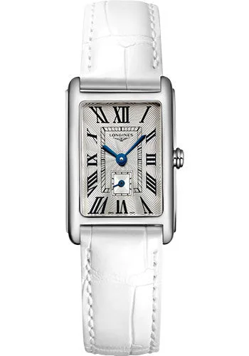 Longines DolceVita Small Seconds Quartz Watch - 20.80 X 32 mm Steel Case - Silver FlinquŽ Roman Dial - White Strap - L5.255.4.71.2