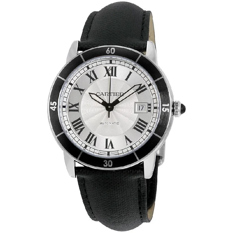 Cartier Men's WSRN0002 Ronde Croisiere Automatic Black Leather Watch