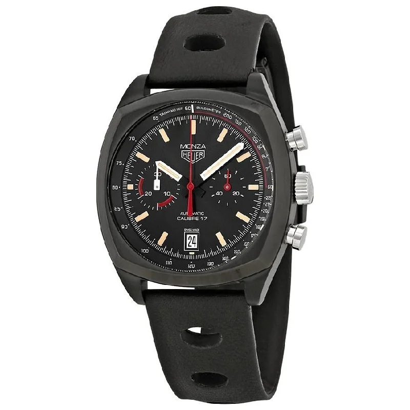 Tag Heuer Men's CR2080.FC6375 Monza Limited Edition Chronograph Automatic Black Leather Watch