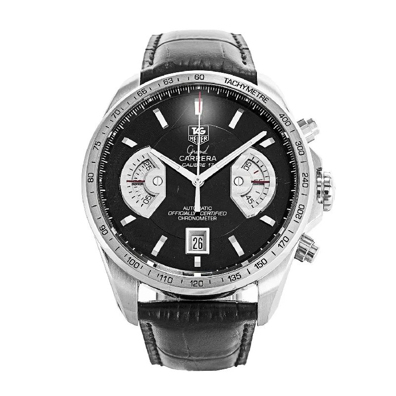 Tag Heuer Men's CAV511A.FC6225 Grand Carrera Chronograph Automatic Black Leather Watch