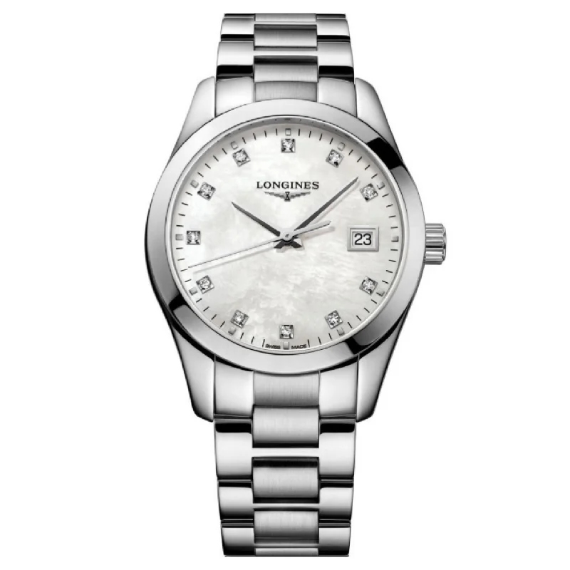 Longines Conquest Classic White Mother-Of-Pearl Dial Women 34mm