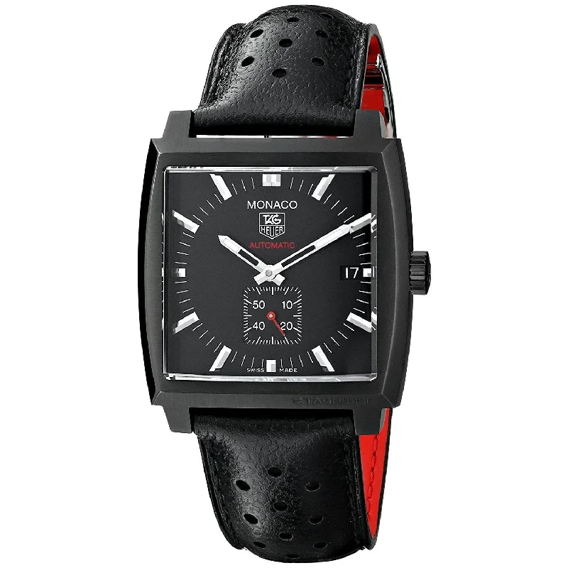 Tag Heuer Men's WW2119.FC6338 Monaco Automatic Black Leather Watch