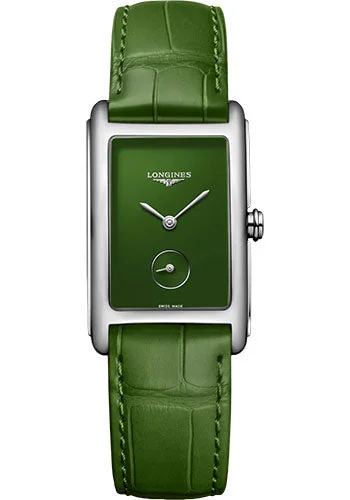 Longines DolceVita Small Seconds Quartz Watch - 23.30 X 37 mm Steel Case - Green Dial - Green Strap - L5.512.4.60.2