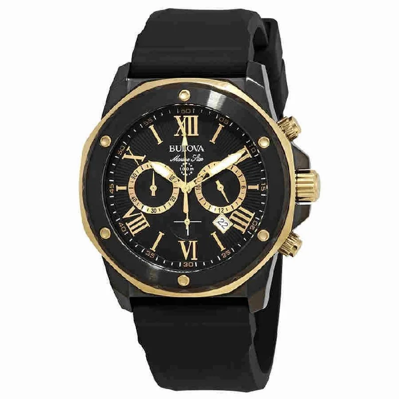 Bulova Men's 98B278 Marine Star Chronograph Black Rubber Watch