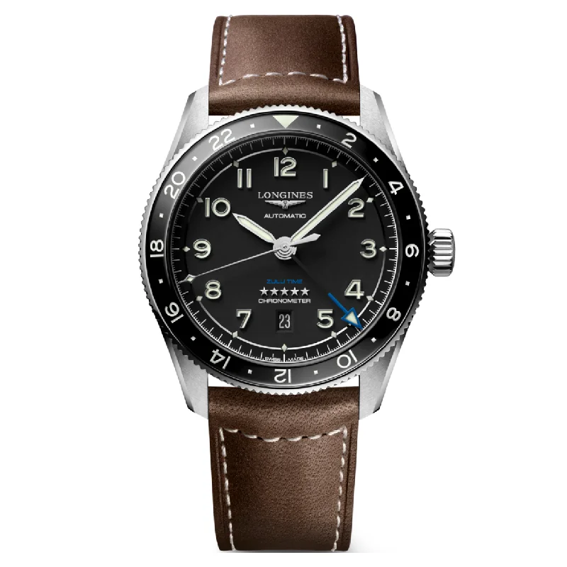 Longines Spirit Zulu Time Black Matt Dial Men 42mm