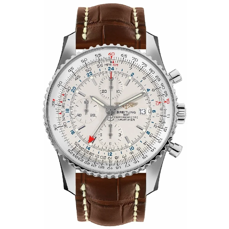 Breitling Men's A2432212-G571-756P Navitimer World Chronograph Brown Leather Watch