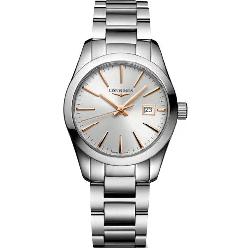 Longines Conquest Classic Sunray Silver Dial Women 29.5mm