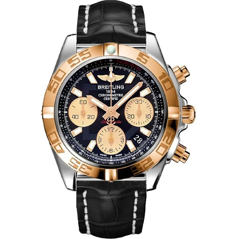 Breitling Men's CB014012-BA53-729P Chronomat 41 Chronograph Black Leather Watch