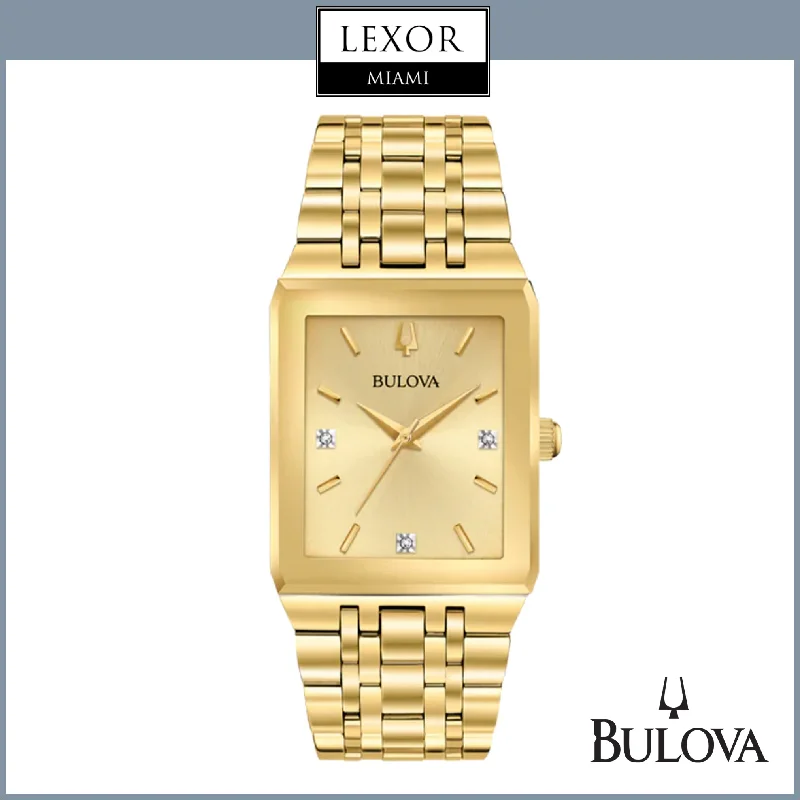 Bulova 97D120 Quadra Diamond Gold Stainless Steel Strap Unisex Watches