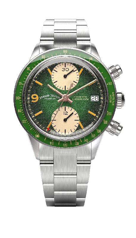 Armand Nicolet Men's Watch VS1 Chronograph 38mm Green A510AVAA-VS-BMA500A